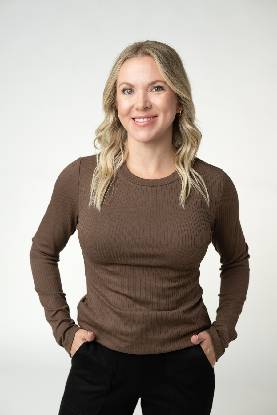 WAREHOUSE ONLY Reese Ribbed Long Sleeve Top - Brown