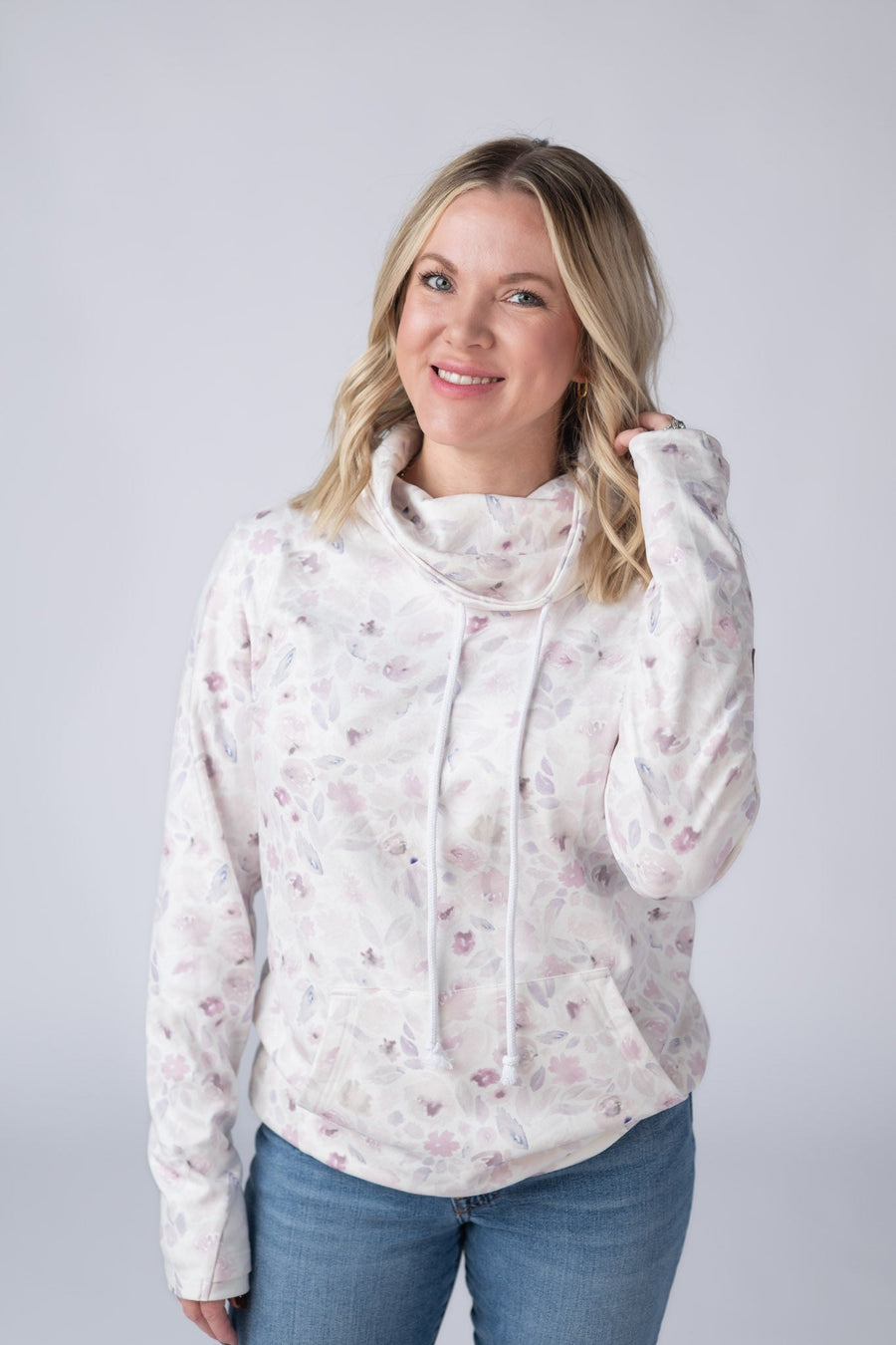 WAREHOUSE Soft Funnel Neck - Blush Floral