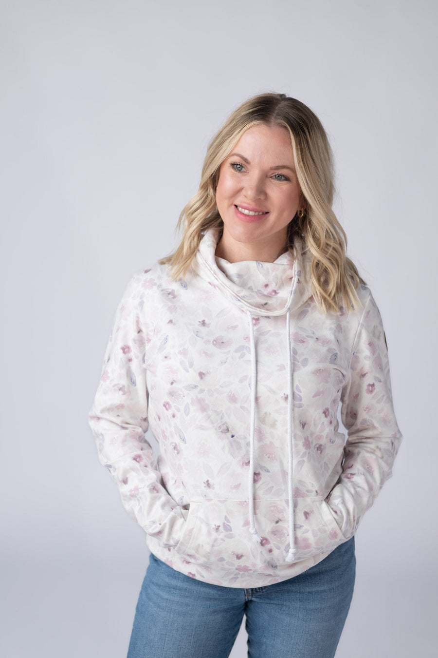 WAREHOUSE Soft Funnel Neck - Blush Floral