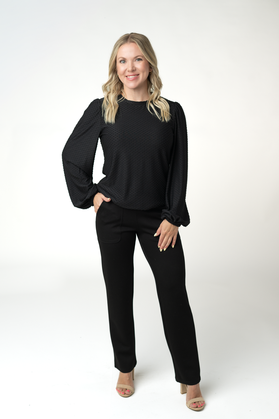 WAREHOUSE ONLY Miranda Dot Top - Black