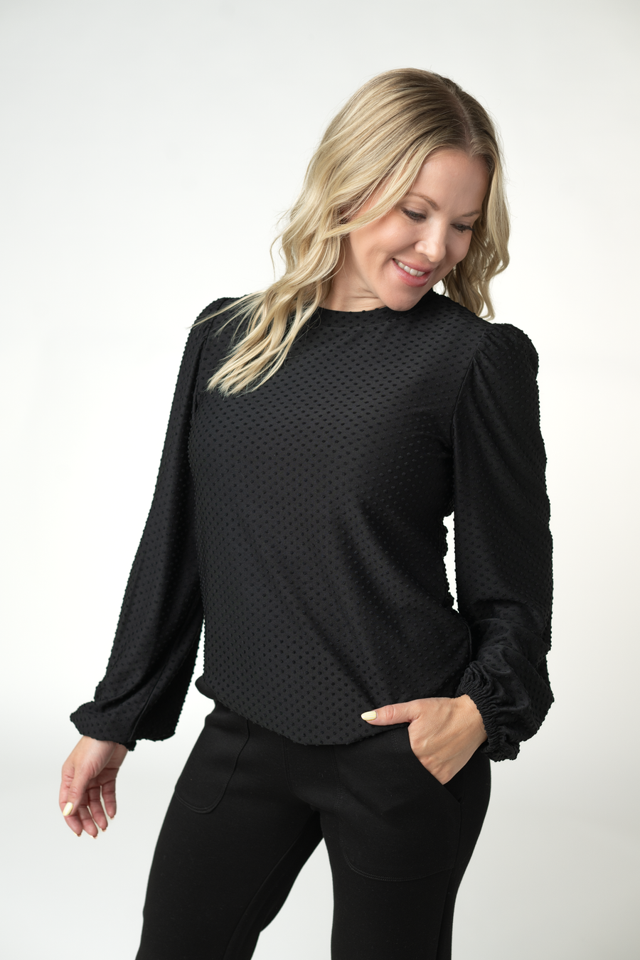 WAREHOUSE ONLY Miranda Dot Top - Black