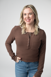 WAREHOUSE ONLY Georgia Long Sleeve Top - Brown