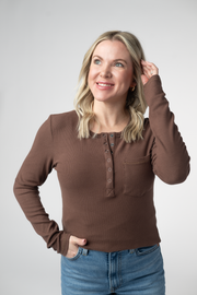 WAREHOUSE ONLY Georgia Long Sleeve Top - Brown