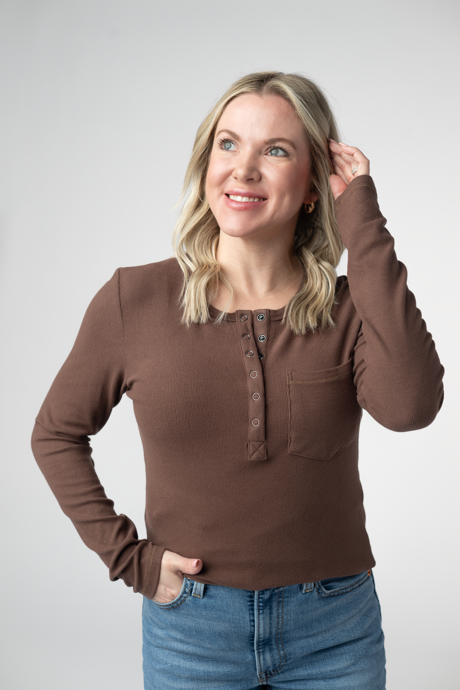 WAREHOUSE ONLY Georgia Long Sleeve Top - Brown