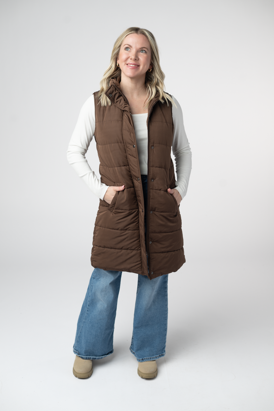 WAREHOUSE ONLY Harlow Long Vest - Brown
