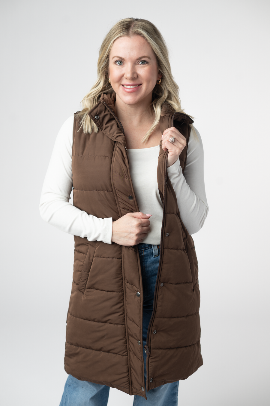 WAREHOUSE ONLY Harlow Long Vest - Brown