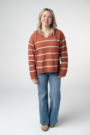WAREHOUSE ONLY Maddie Striped Hoodie - Pumpkin Spice