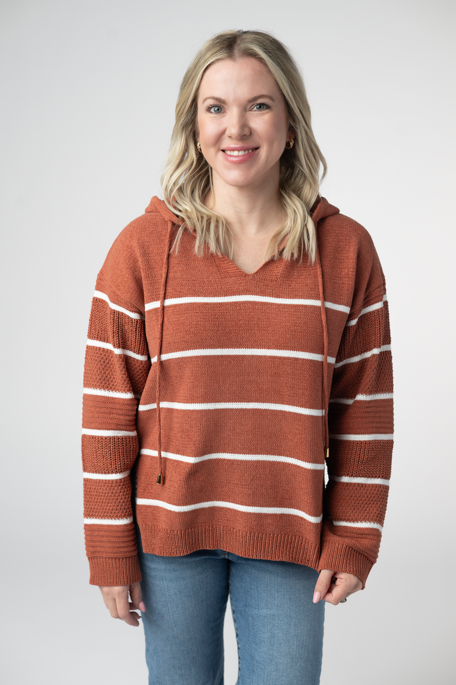 WAREHOUSE ONLY Maddie Striped Hoodie - Pumpkin Spice