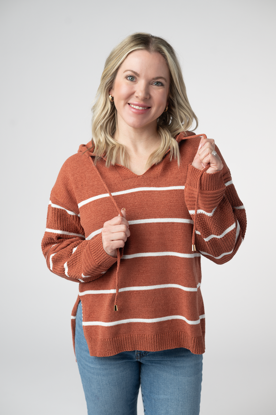 WAREHOUSE ONLY Maddie Striped Hoodie - Pumpkin Spice