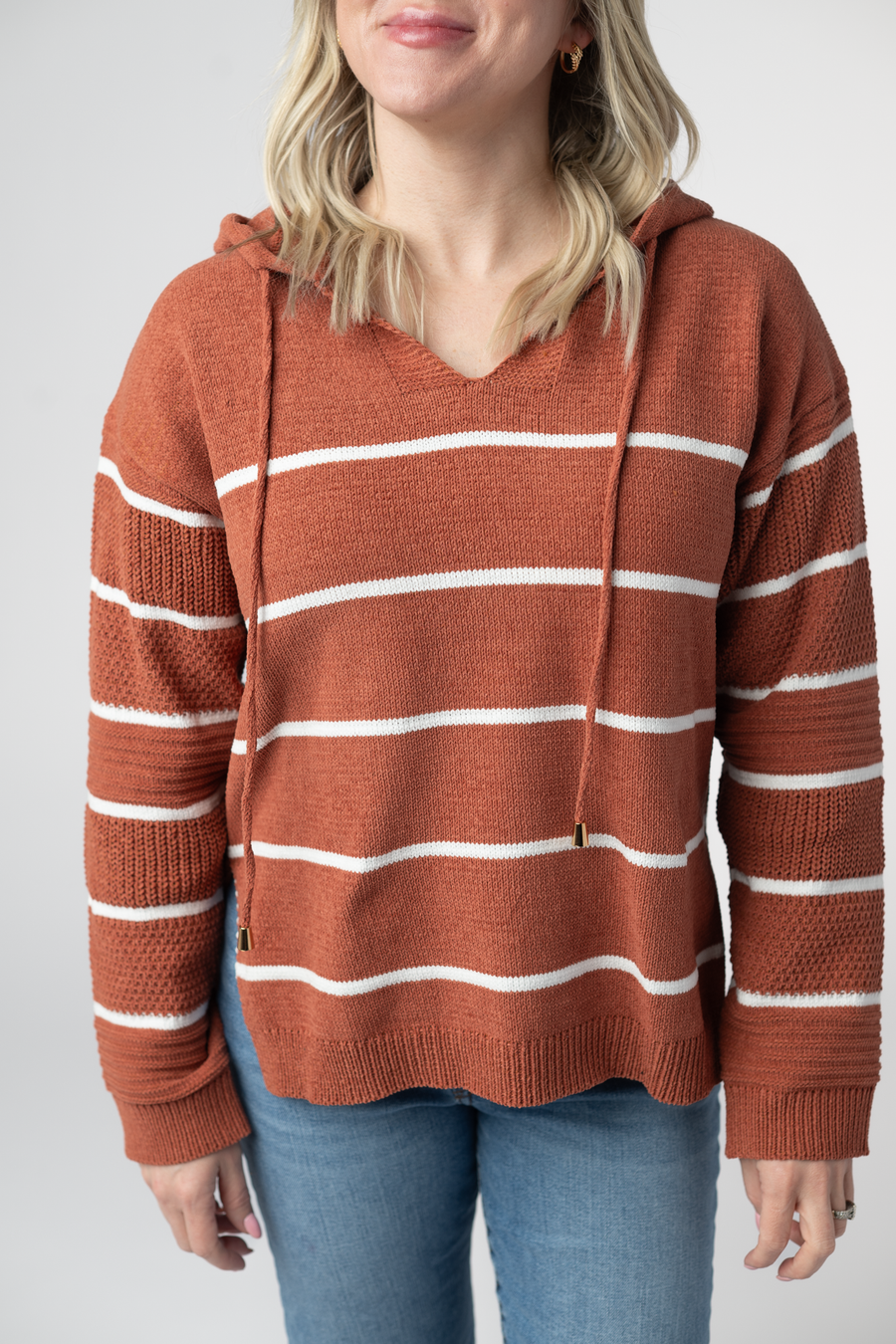 WAREHOUSE ONLY Maddie Striped Hoodie - Pumpkin Spice