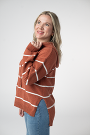 WAREHOUSE ONLY Maddie Striped Hoodie - Pumpkin Spice