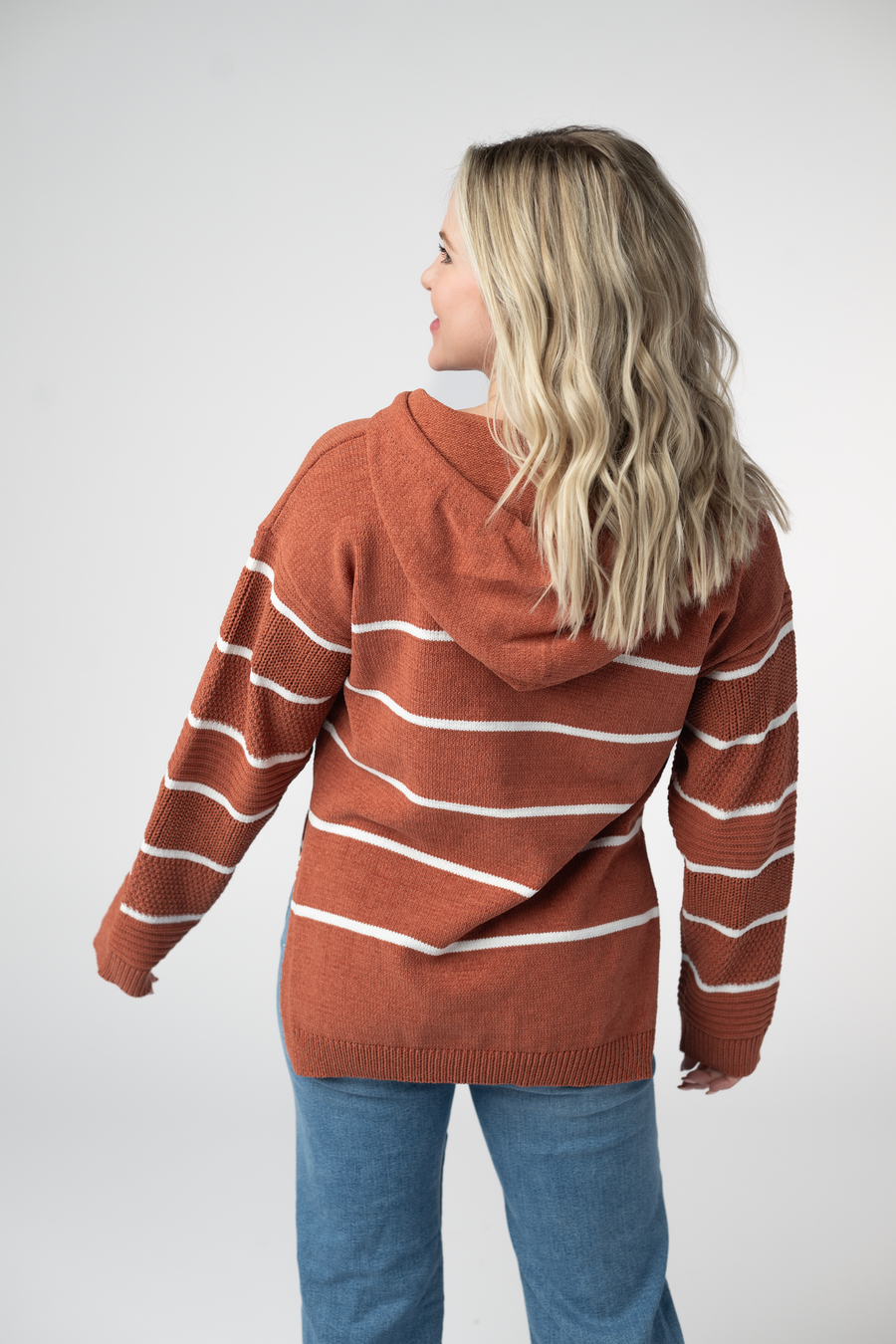 WAREHOUSE ONLY Maddie Striped Hoodie - Pumpkin Spice