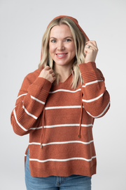 WAREHOUSE ONLY Maddie Striped Hoodie - Pumpkin Spice