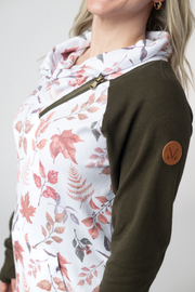 WAREHOUSE ONLY Classic Zoey ZipCowl Sweatshirt - Autumn Leaves and Olive