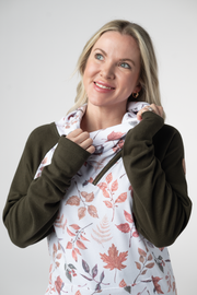 WAREHOUSE ONLY Classic Zoey ZipCowl Sweatshirt - Autumn Leaves and Olive