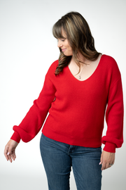 WAREHOUSE ONLY Bethany Bow Knit Sweater - Red