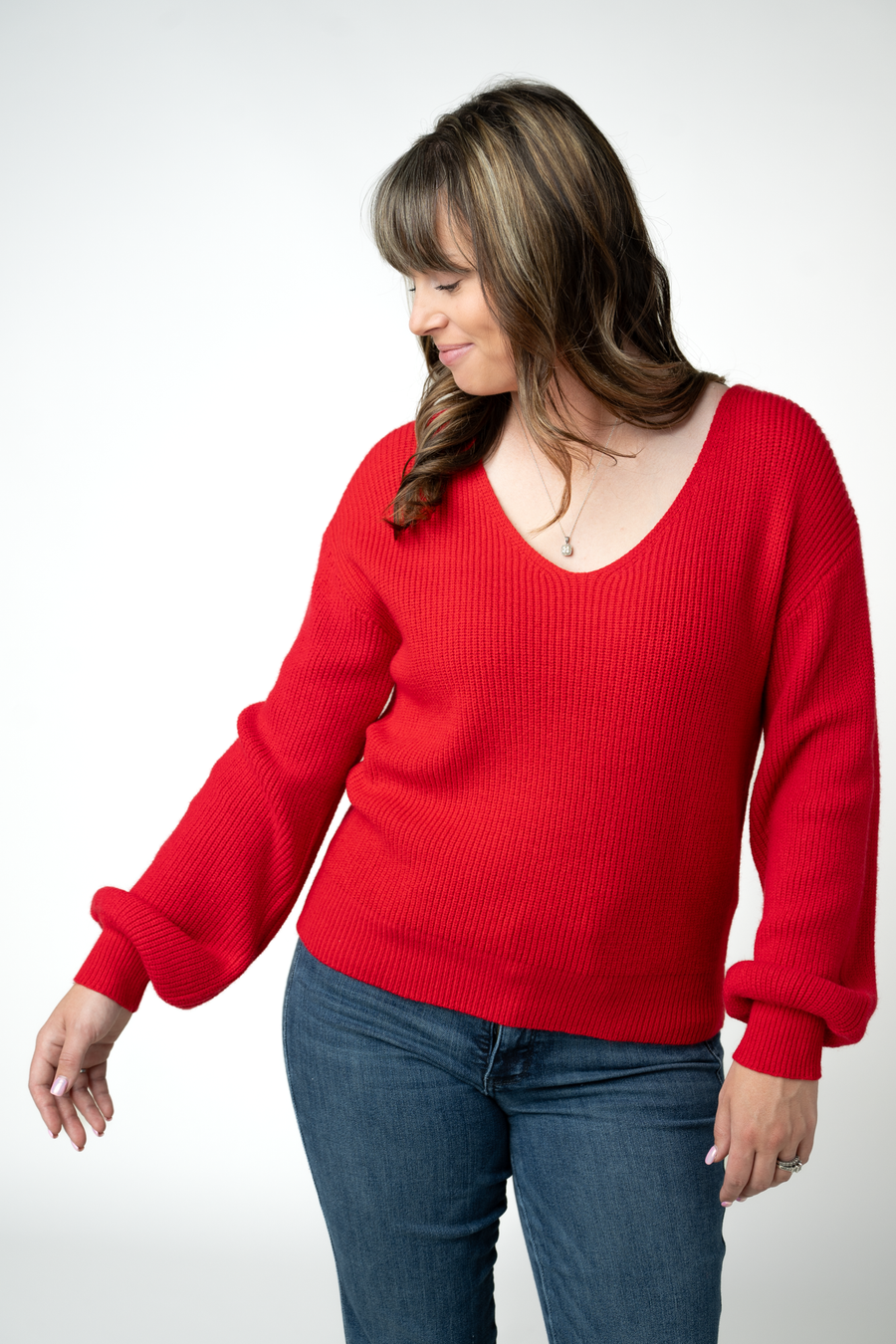 WAREHOUSE ONLY Bethany Bow Knit Sweater - Red