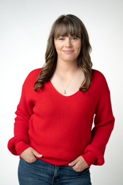WAREHOUSE ONLY Bethany Bow Knit Sweater - Red