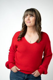 WAREHOUSE ONLY Bethany Bow Knit Sweater - Red