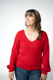 WAREHOUSE ONLY Bethany Bow Knit Sweater - Red