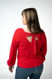 WAREHOUSE ONLY Bethany Bow Knit Sweater - Red