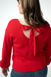 WAREHOUSE ONLY Bethany Bow Knit Sweater - Red