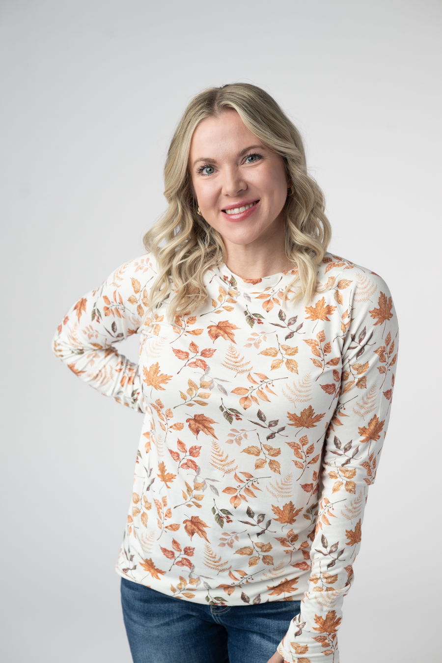 WAREHOUSE ONLY Blair Long Sleeve Top - Harvest Leaves