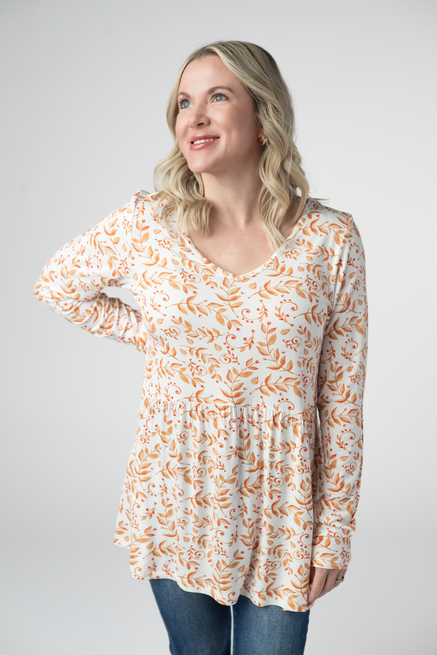 WAREHOUSE ONLY Long Sleeve Sarah Ruffle Top - Autumn Vines