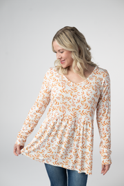 WAREHOUSE ONLY Long Sleeve Sarah Ruffle Top - Autumn Vines