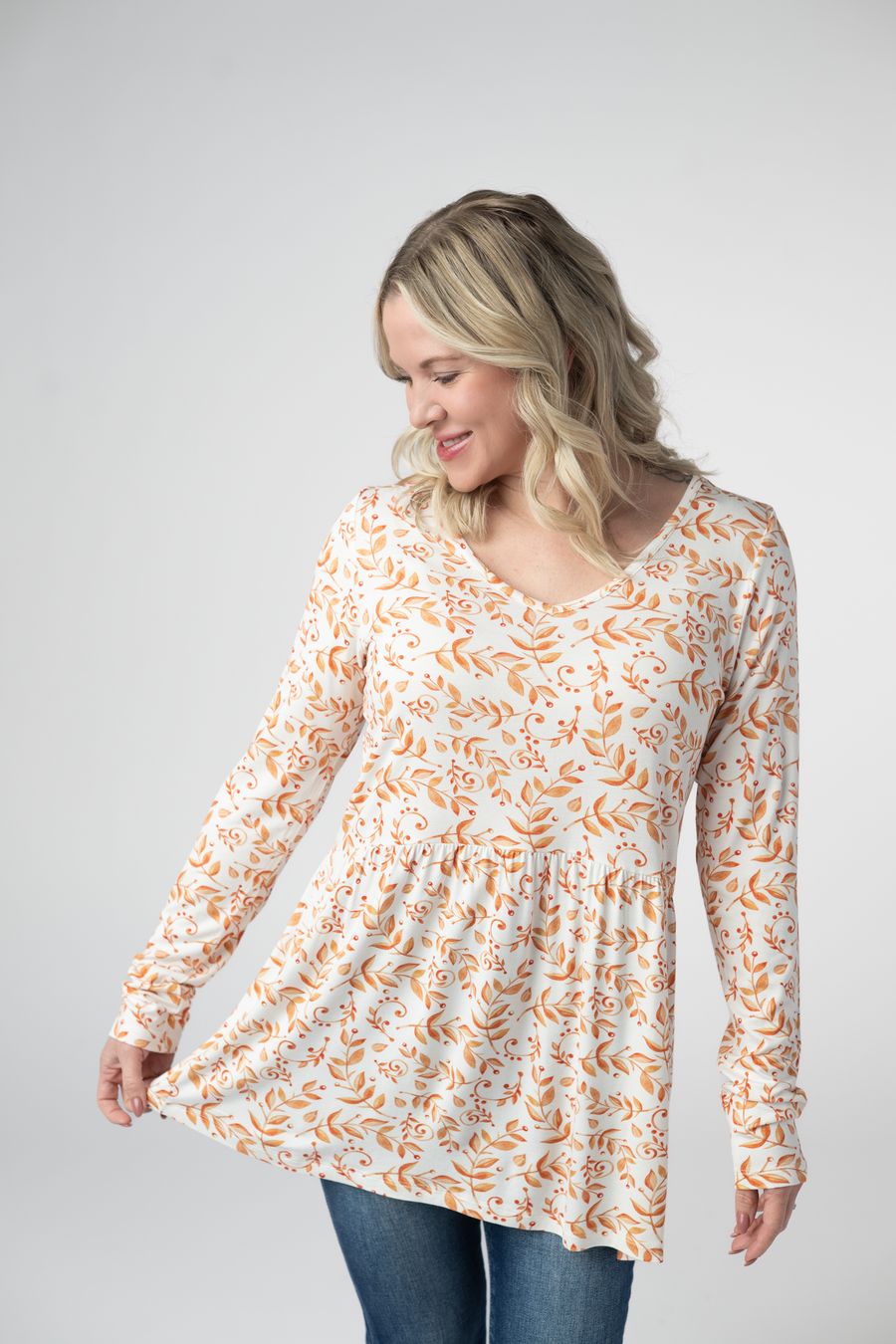 WAREHOUSE ONLY Long Sleeve Sarah Ruffle Top - Autumn Vines