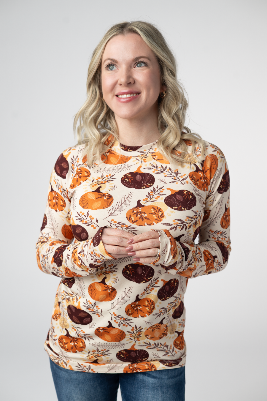 WAREHOUSE ONLY Blair Long Sleeve Top - Autumn Gourds