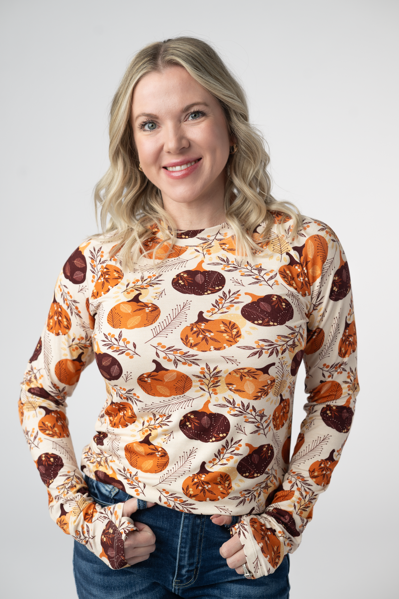 WAREHOUSE ONLY Blair Long Sleeve Top - Autumn Gourds