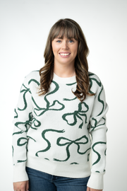 WAREHOUSE ONLY Ribbons Sweater - Ivory and Evergreen