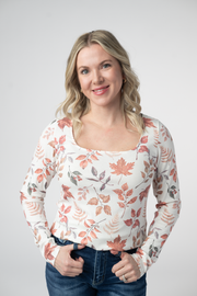 WAREHOUSE ONLY Alyssa Long Sleeve Top - Harvest Leaves