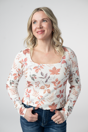 WAREHOUSE ONLY Alyssa Long Sleeve Top - Harvest Leaves