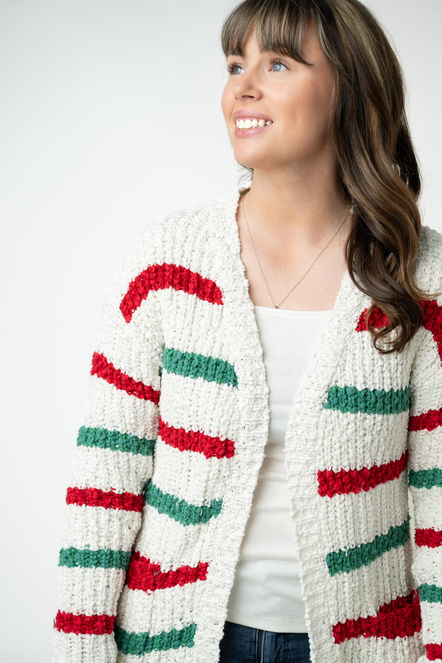 WAREHOUSE ONLY Christmas Striped Cardigan