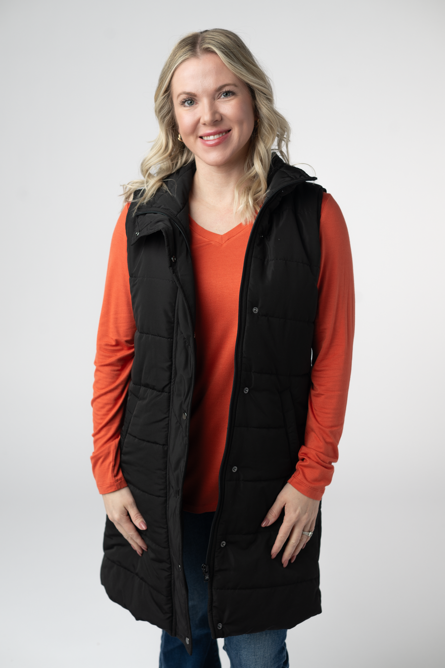 WAREHOUSE ONLY Harlow Long Vest - Black
