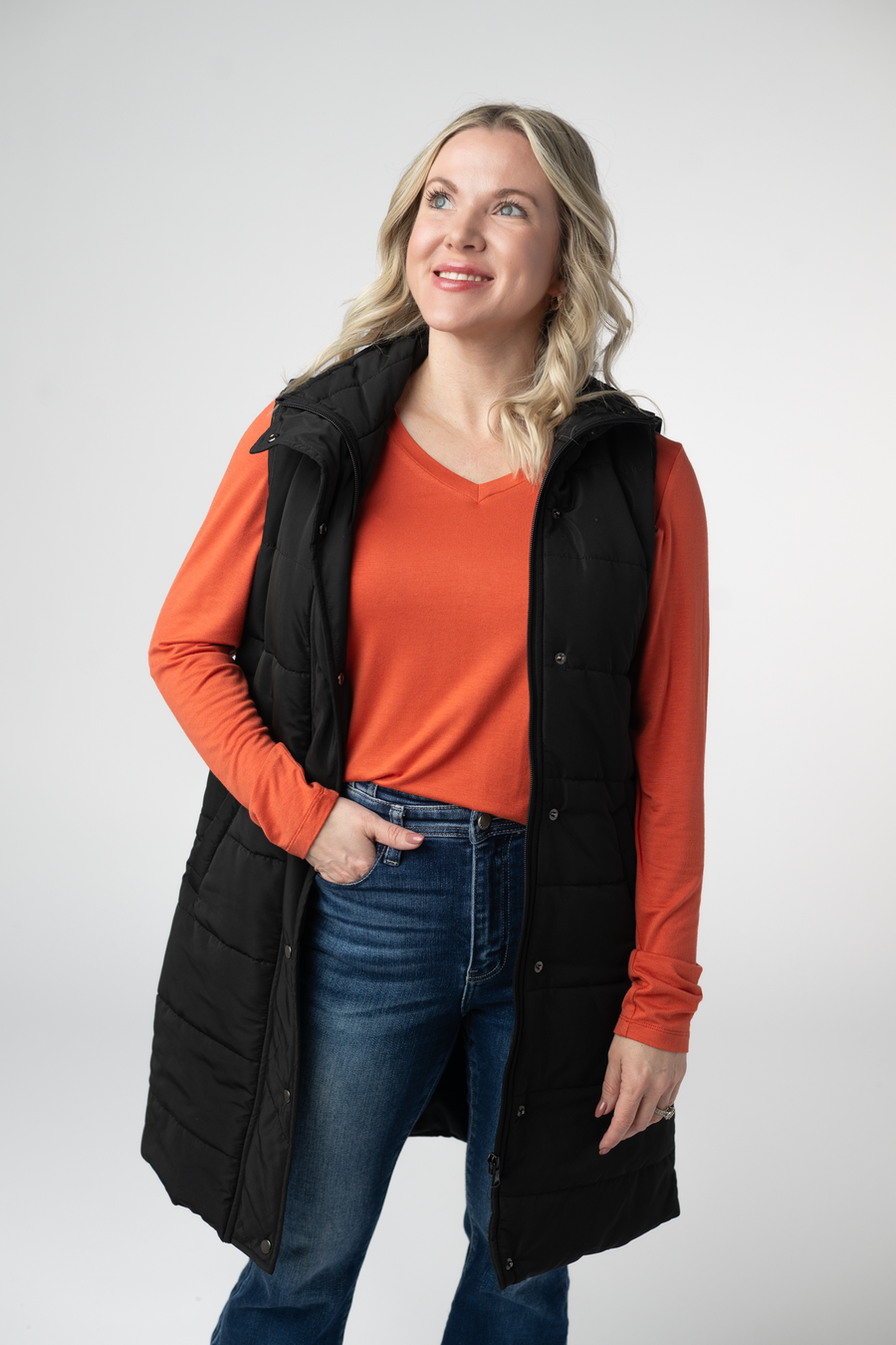 WAREHOUSE ONLY Harlow Long Vest - Black