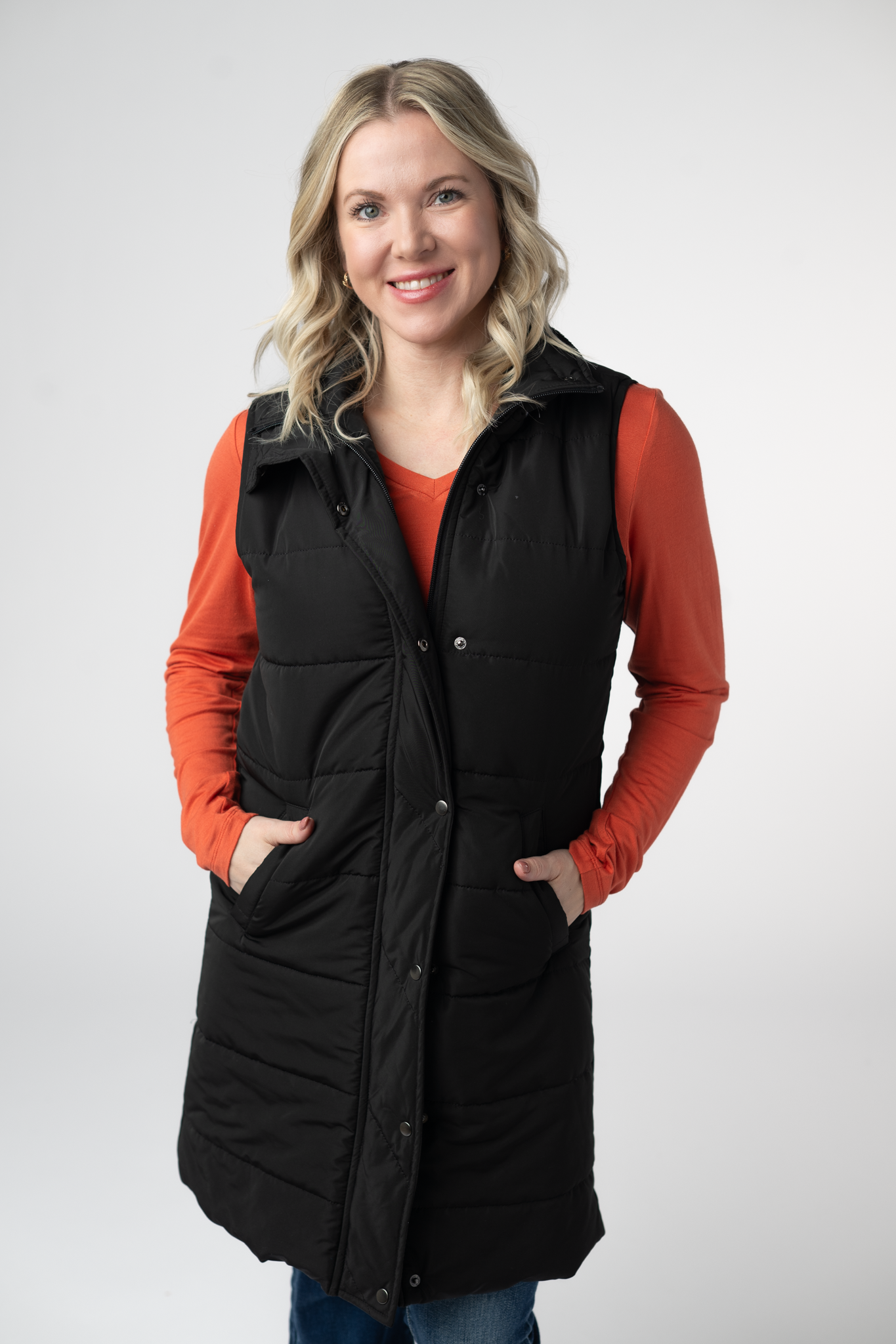 WAREHOUSE ONLY Harlow Long Vest - Black