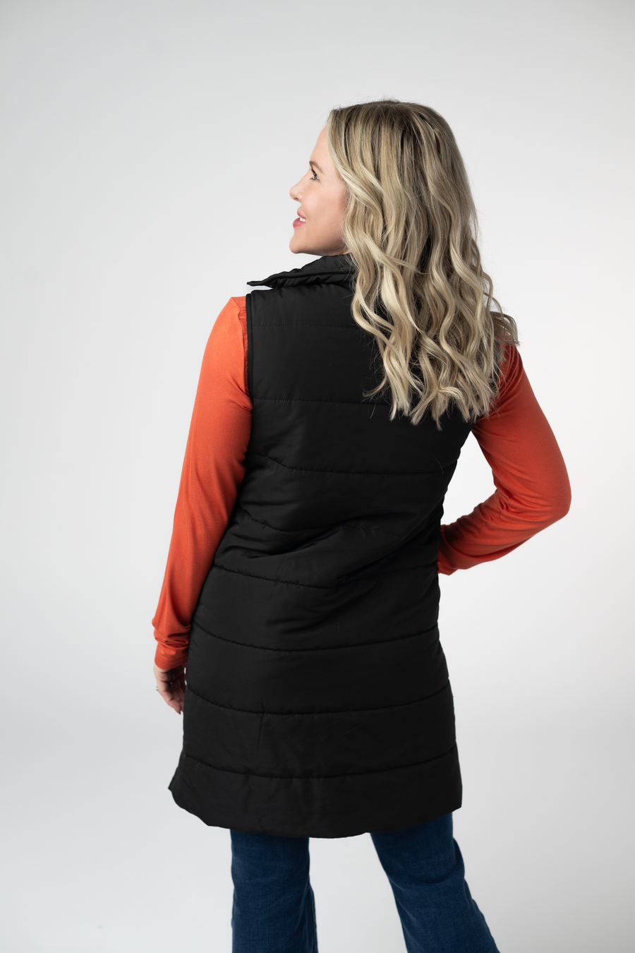WAREHOUSE ONLY Harlow Long Vest - Black