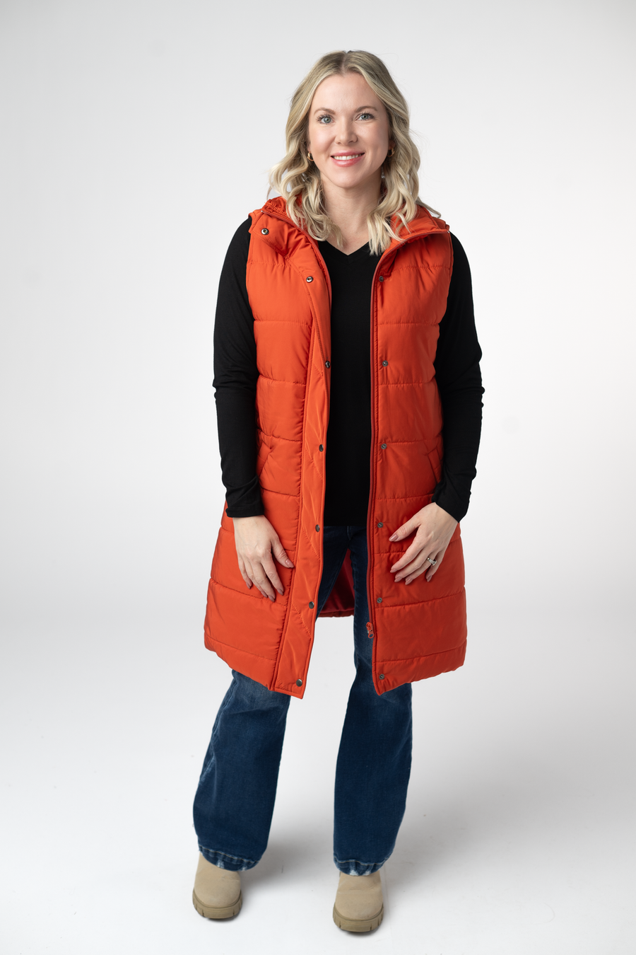 WAREHOUSE ONLY Harlow Long Vest - Pumpkin
