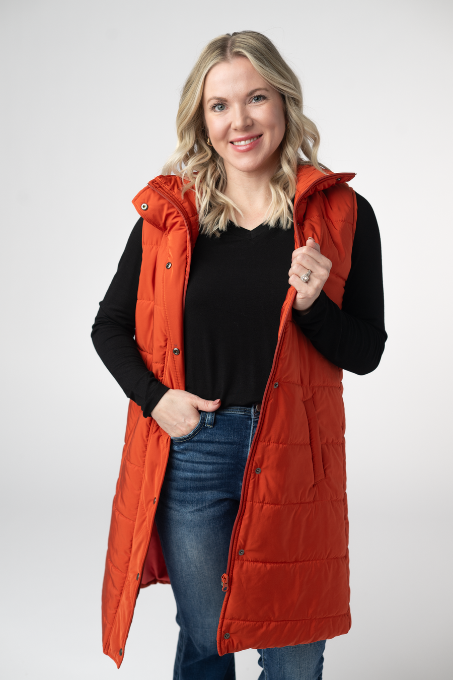 WAREHOUSE ONLY Harlow Long Vest - Pumpkin