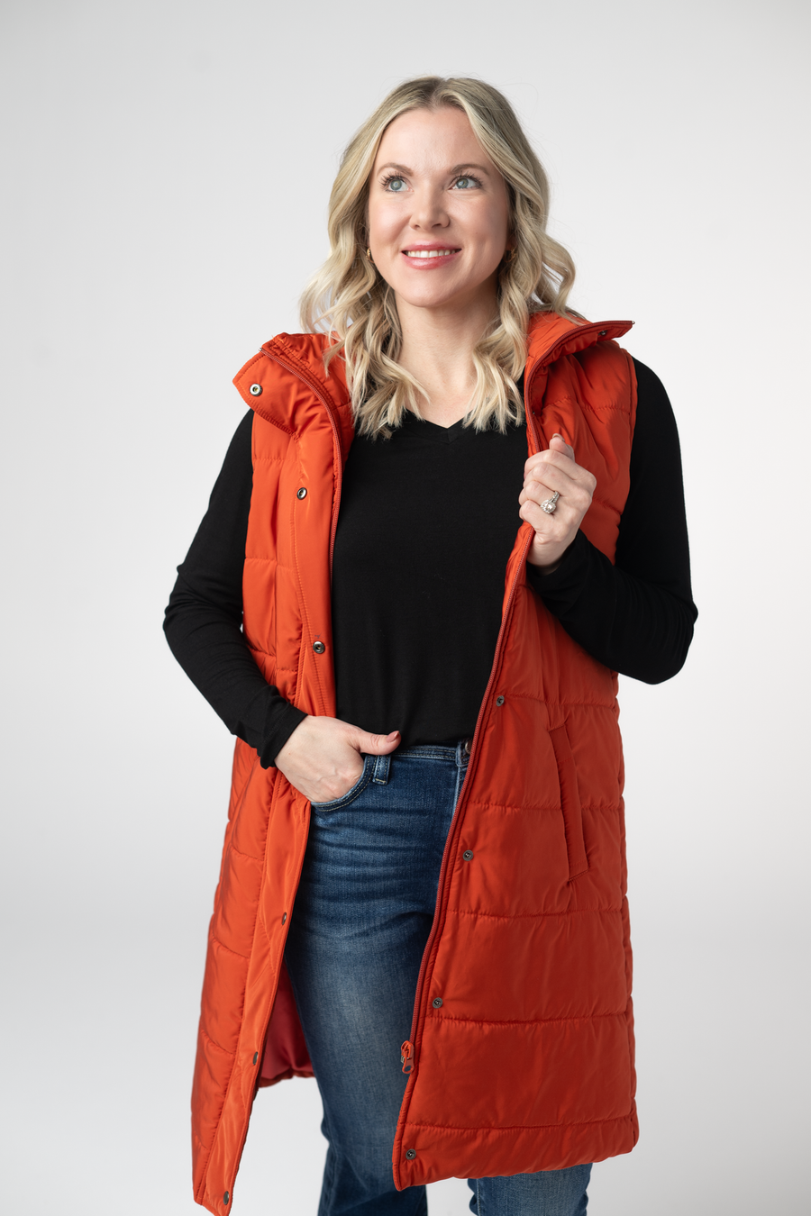 WAREHOUSE ONLY Harlow Long Vest - Pumpkin