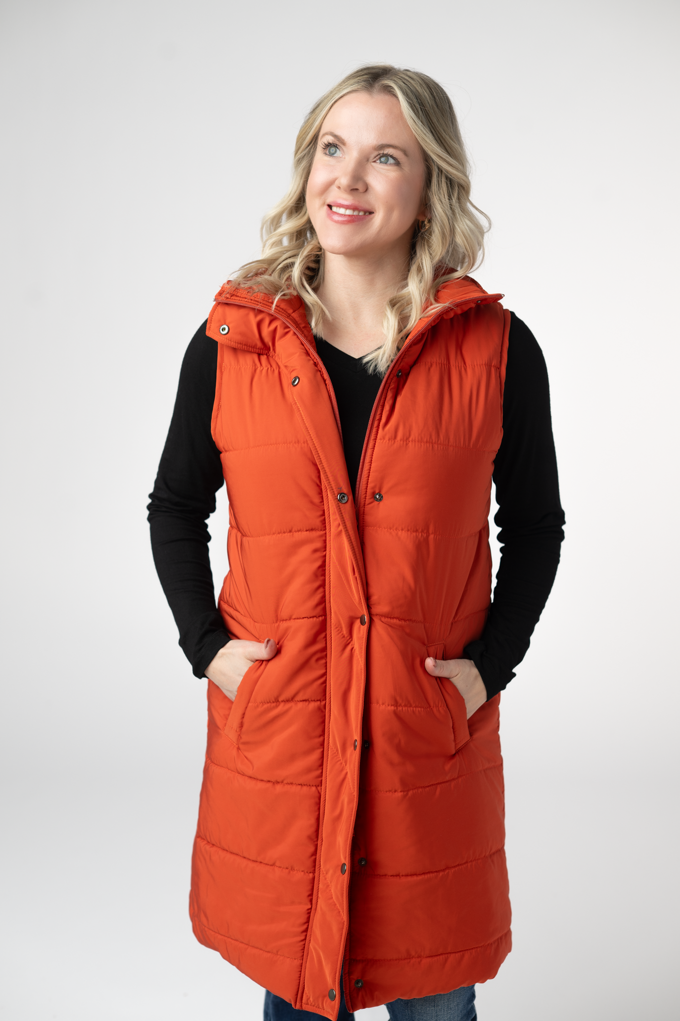 WAREHOUSE ONLY Harlow Long Vest - Pumpkin