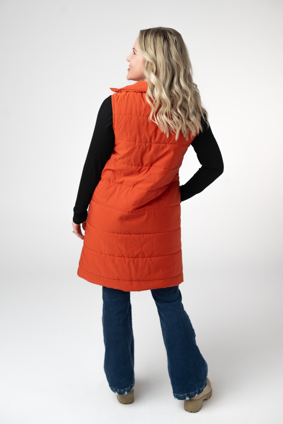WAREHOUSE ONLY Harlow Long Vest - Pumpkin