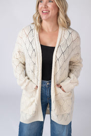 WAREHOUSE ONLY Open Knit Cardigan - Ivory