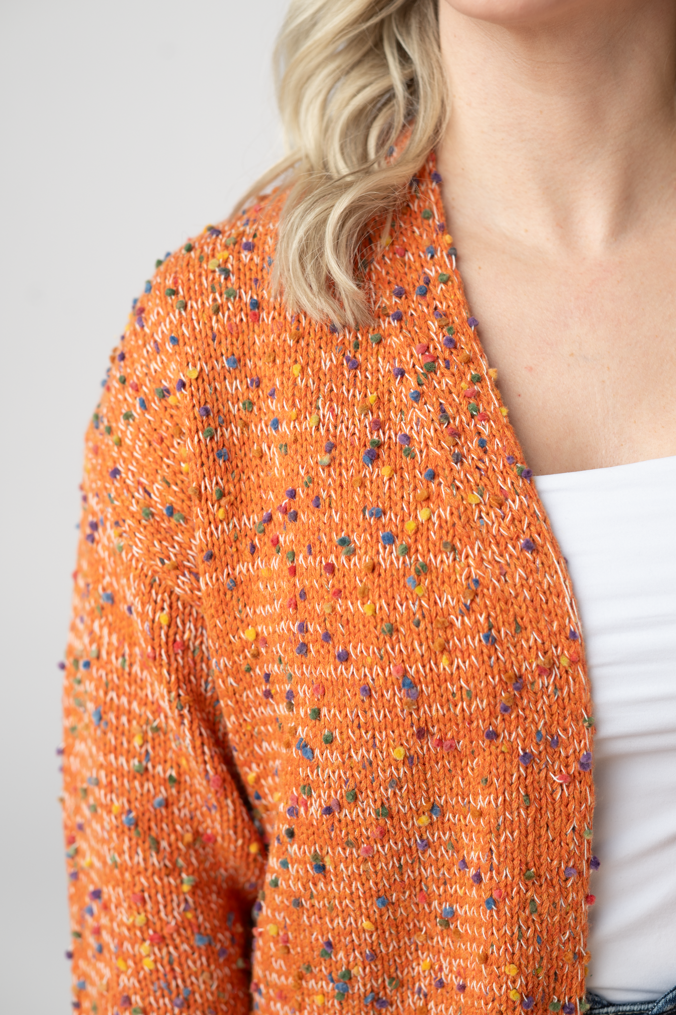 WAREHOUSE ONLY Carly Confetti Dot Cardigan - Pumpkin