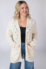 WAREHOUSE ONLY Open Knit Cardigan - Ivory