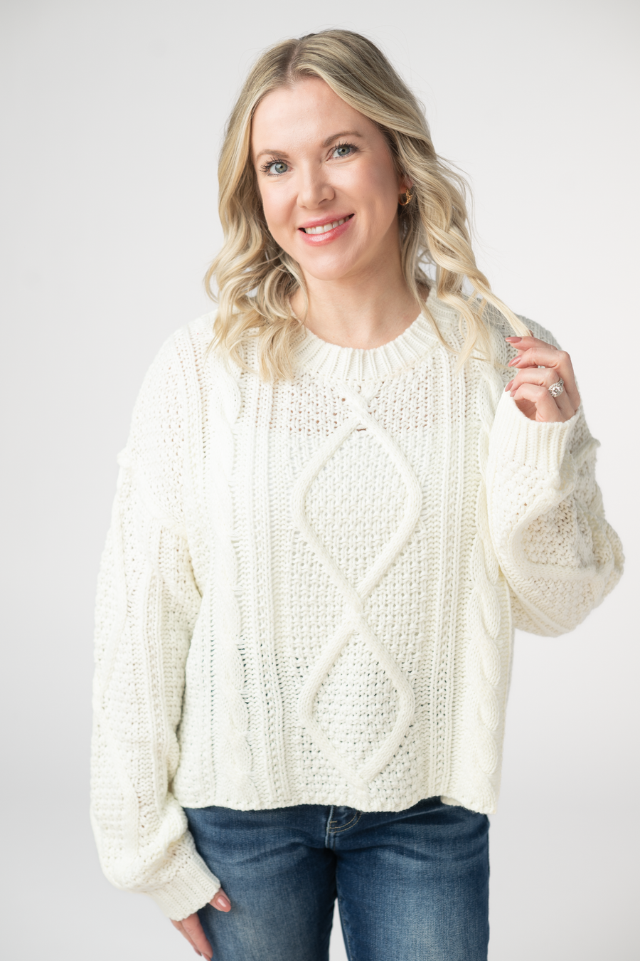 WAREHOUSE ONLY Cable Knit Sweater - Ivory