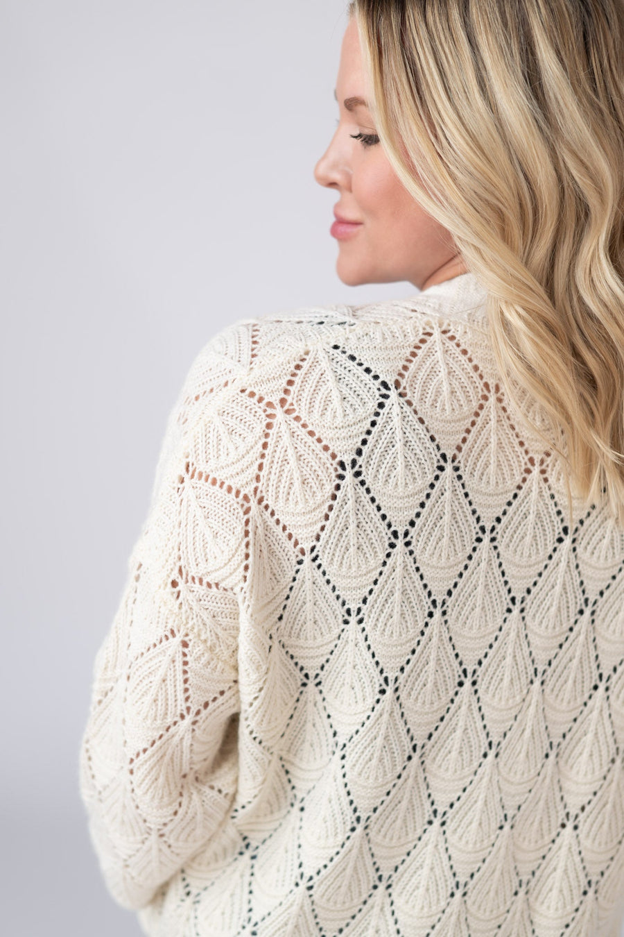 WAREHOUSE ONLY Open Knit Cardigan - Ivory